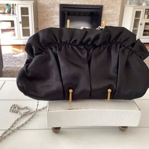 Vintage Bijoux Terner Black Satin Evening Bag